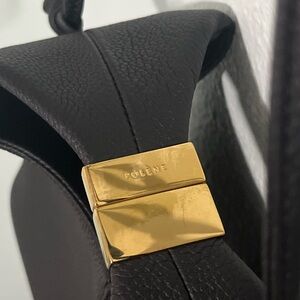 Polène Béri Black Leather Handbag with Gold Accents